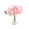 17cm Pink Hydrangeas Artificial Plant In Clear Glass Vase