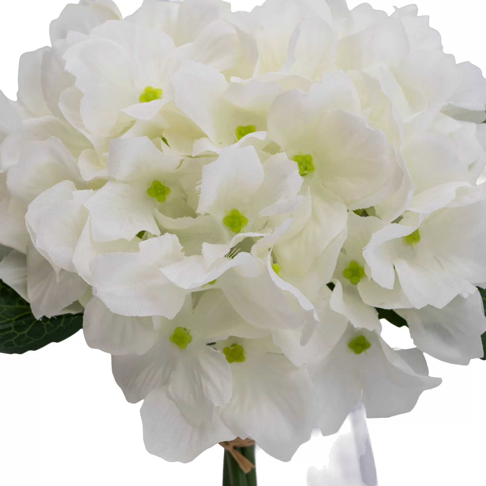 17cm White Hydrangeas Artificial Plant In Clear Glass Vase 2 17cm White Hydrangeas Artificial Plant In Clear Glass Vase - Image 2