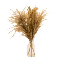 49cm Natural Pampas Grass Artificial Plant In Clear Glass Vase
