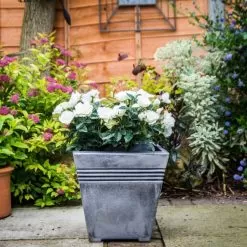 Strata Milano Planter, Pewter - Square -Garden Shop 553191 1