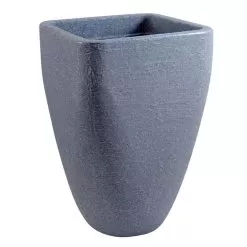 Strata Tall Square Top Round Base Planter, Ash - 46cm