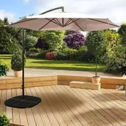 Pagoda Overhanging Parasol, 3m - Beige -Garden Shop 765981 1