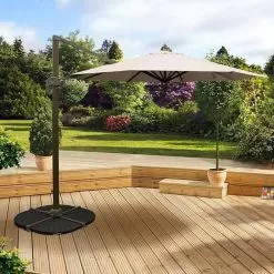 Pagoda Deluxe Overhanging Parasol, 3m - Beige -Garden Shop 765984 1