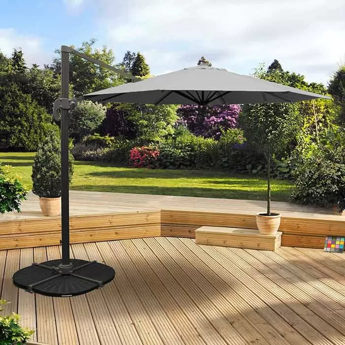 Pagoda Deluxe Overhanging Parasol, 3m - Grey 2 Pagoda Deluxe Overhanging Parasol, 3m - Grey - Image 2