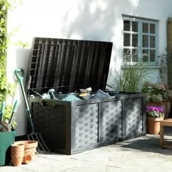 Starplast Rattan Style Storage Box, Black - XXL