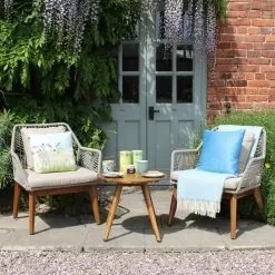 Seville 2 Seater Rope Bistro Set – Beige -Garden Shop 837599 1 1