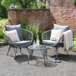 Evora Wicker 2 Seater Bistro Set - Grey 15 Evora Wicker 2 Seater Bistro Set - Grey -Garden Shop 837602 1 1