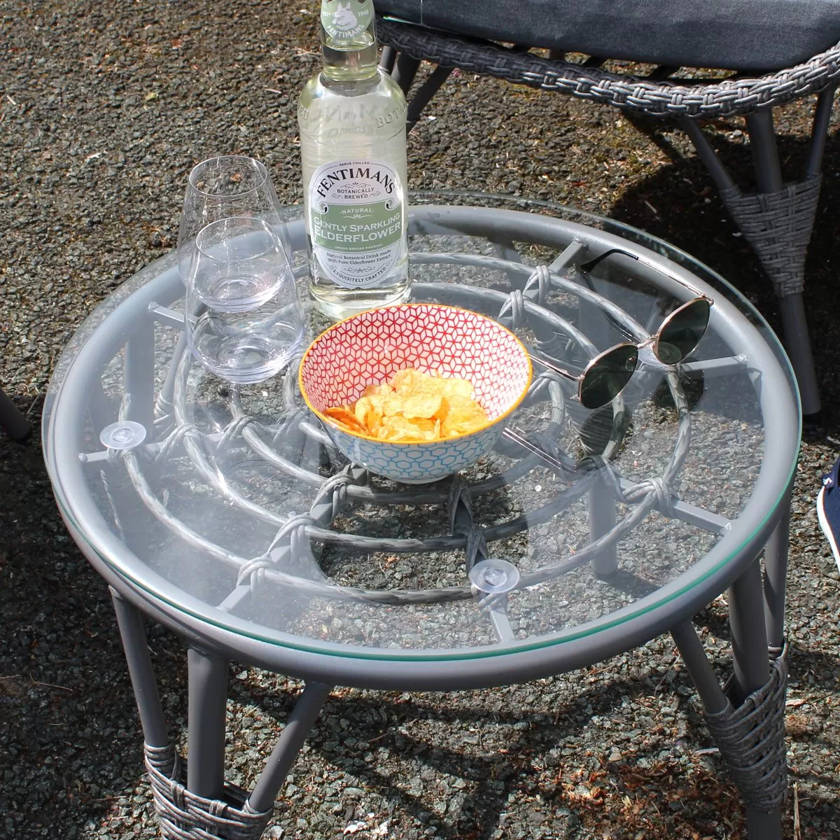 Evora Wicker 2 Seater Bistro Set - Grey 2 Evora Wicker 2 Seater Bistro Set - Grey - Image 2