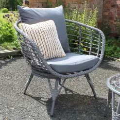 Evora Wicker 2 Seater Bistro Set - Grey 10 Evora Wicker 2 Seater Bistro Set - Grey -Garden Shop 837602 4