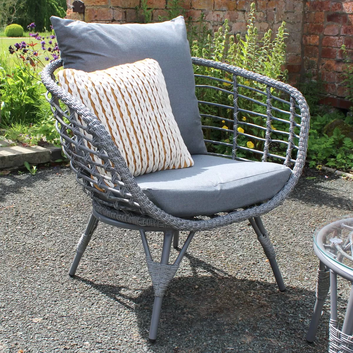 Evora Wicker 2 Seater Bistro Set - Grey 3 Evora Wicker 2 Seater Bistro Set - Grey - Image 3