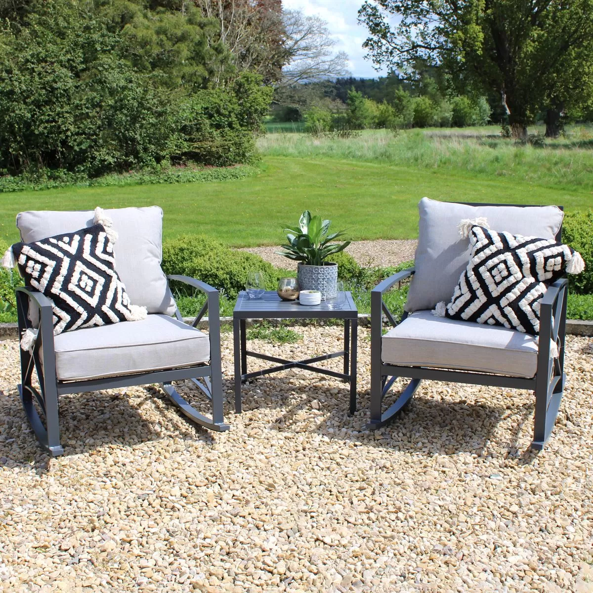 Charlotte Aluminium 2 Seater Rocking Chair Set - Anthracite 1 Charlotte Aluminium 2 Seater Rocking Chair Set - Anthracite