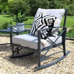 Charlotte Aluminium 2 Seater Rocking Chair Set - Anthracite 11 Charlotte Aluminium 2 Seater Rocking Chair Set - Anthracite -Garden Shop 837608 2