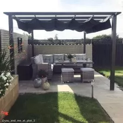 Hartman Roma Pergola With Retractable Canopy, 3m X 3m - Grey -Garden Shop 838154