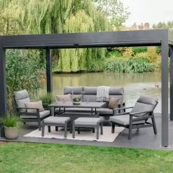 LG Outdoor Barcelona 7 Seater Lounge Set With Adjustable Table