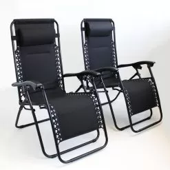 Wild Camping Padded Gravity Chair, Black - Set Of 2 -Garden Shop black 1 3