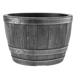 Stewart Garden Blenheim Half Barrel Planter - Pewter, 40cm