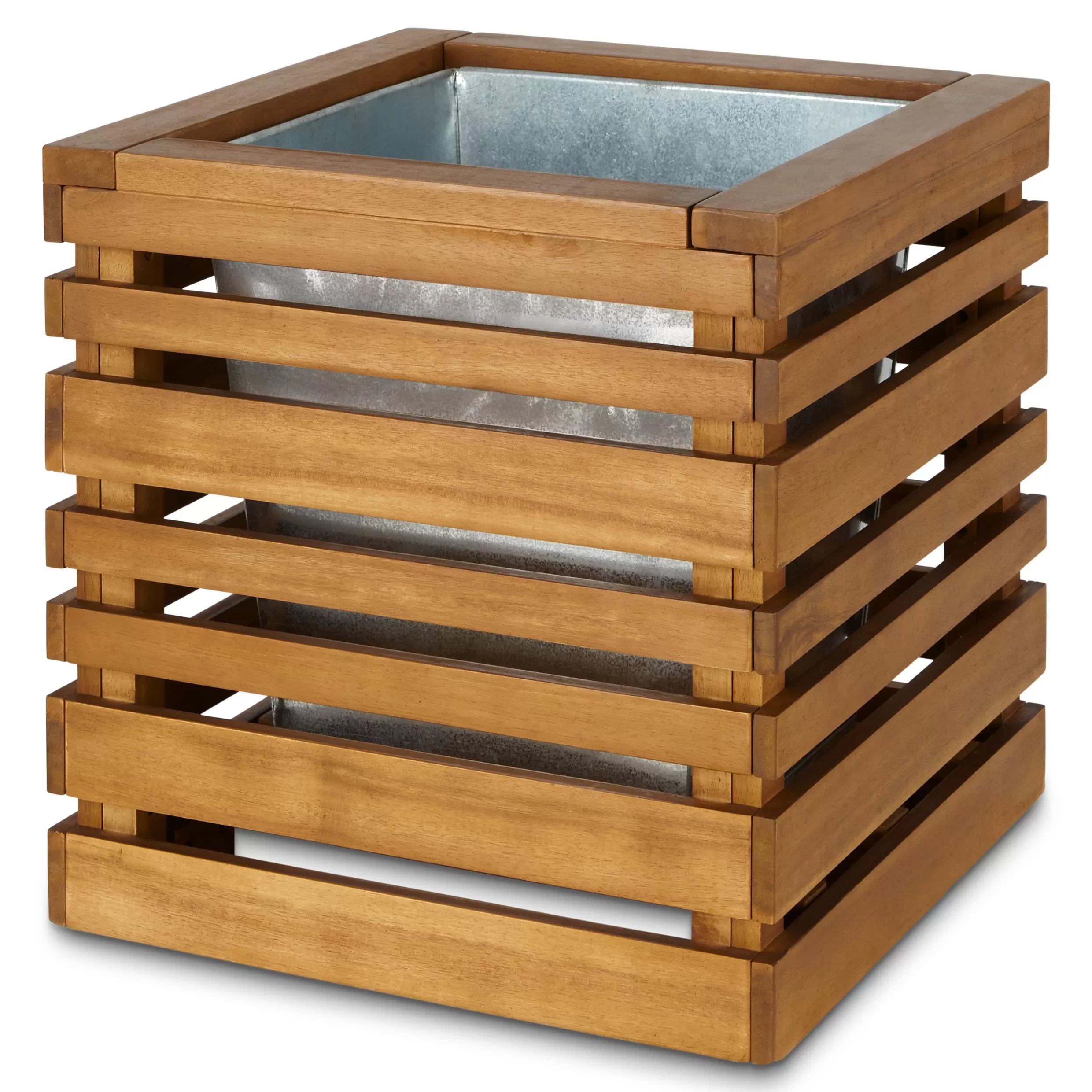Blooma Denia Brown Wooden Square Planter 1 Blooma Denia Brown Wooden Square Planter