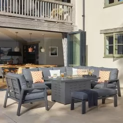 Bramblecrest Amsterdam 8 Seater Corner Lounge Set With Fire Pit -Garden Shop bramblecrest amsterdam 8 seater lounge set 1