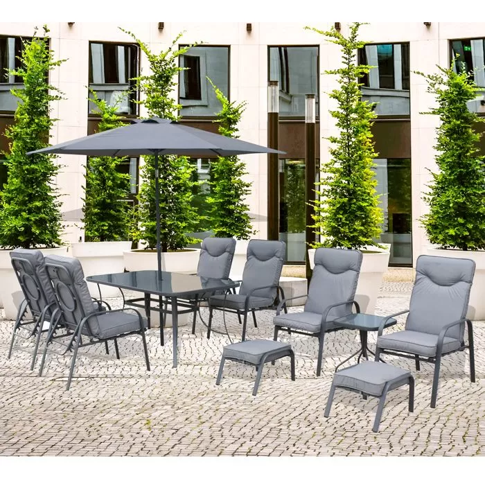 Candosa 6 Seater Dining Set With Parasol 2 Candosa 6 Seater Dining Set With Parasol - Image 2