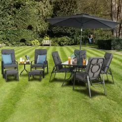 Candosa 6 Seater Dining Set With Parasol