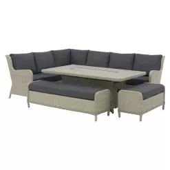 Bramblecrest Chedworth 10 Seater Modular Sofa Dining Set With Fire Pit - Dove Grey -Garden Shop chedworth lrg rect firepit gry 3