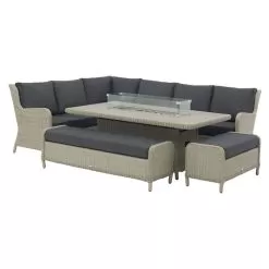 Bramblecrest Chedworth 10 Seater Modular Sofa Dining Set With Fire Pit - Dove Grey -Garden Shop chedworth lrg rect firepit gry 4