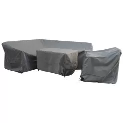 Bramblecrest Amsterdam 8 Seater Corner Lounge Set With Fire Pit Protective Covers