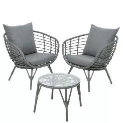 Evora Wicker 2 Seater Bistro Set - Grey 13 Evora Wicker 2 Seater Bistro Set - Grey -Garden Shop evora sofaset 2 seat gb wicker