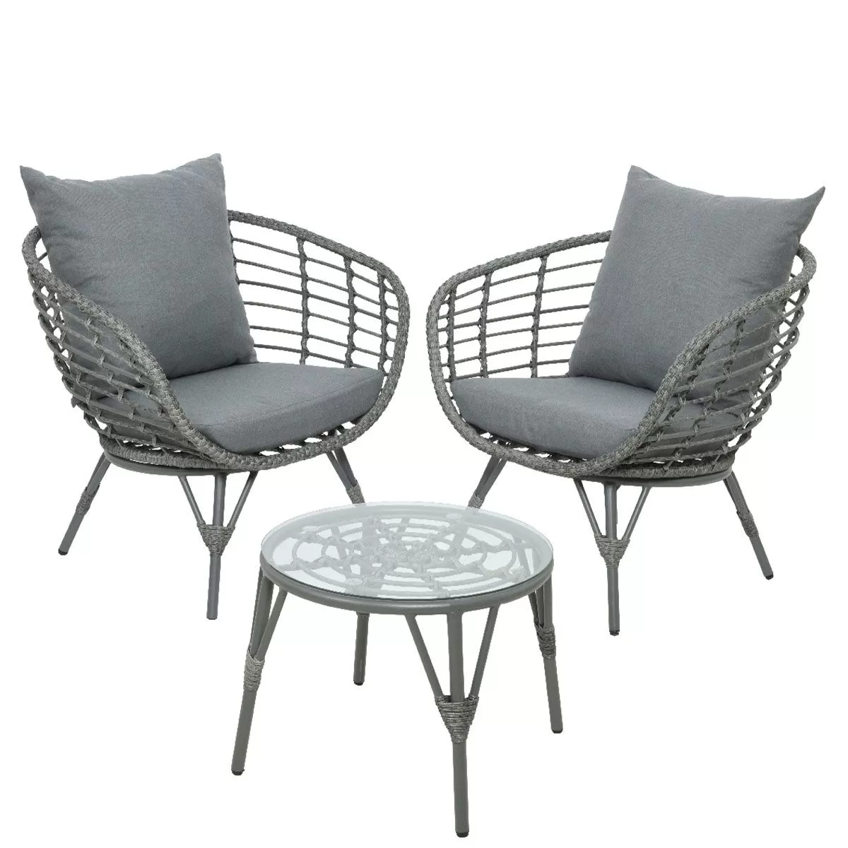 Evora Wicker 2 Seater Bistro Set - Grey 6 Evora Wicker 2 Seater Bistro Set - Grey - Image 6