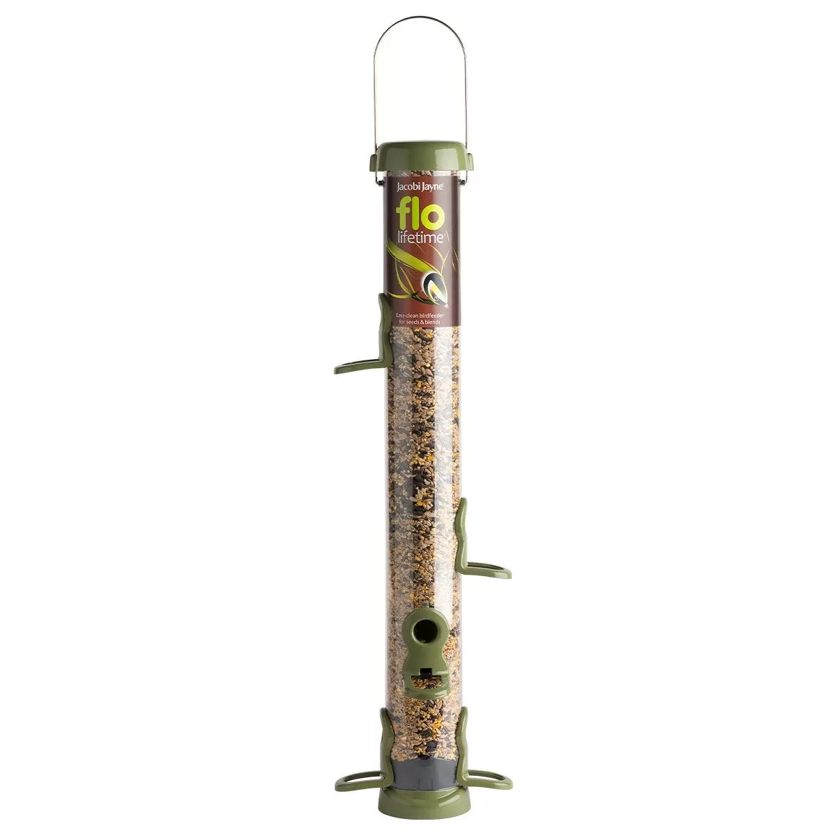 Jacobi Jayne Flo Lifetime 6 Port Seed Feeder, Green - Large 1 Jacobi Jayne Flo Lifetime 6 Port Seed Feeder, Green - Large