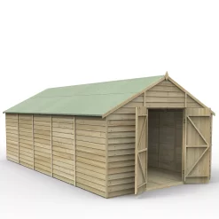 Forest Garden 10x20 Apex Pressure Treated Overlap Wooden Shed With Floor - Assembly Service Included