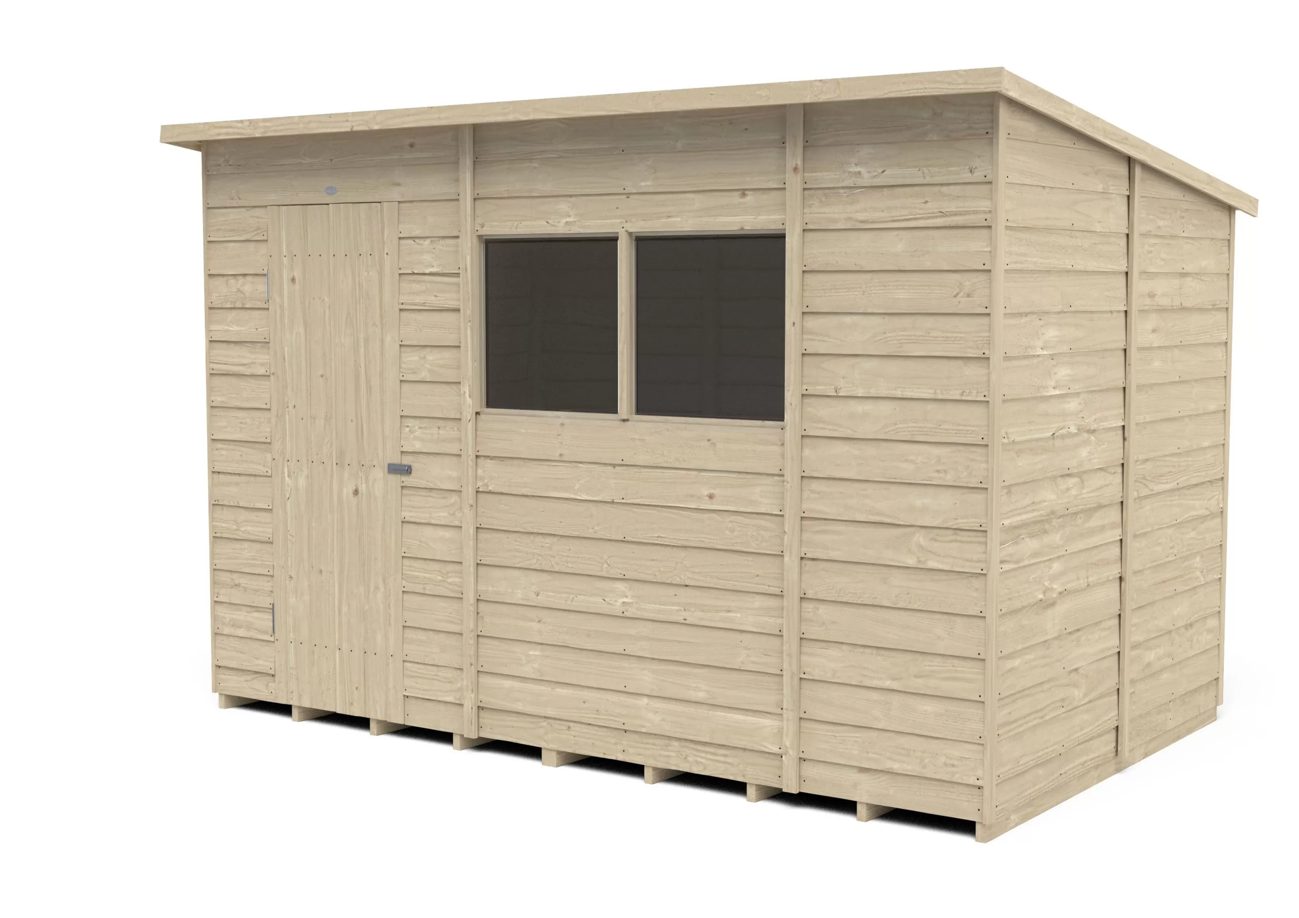 Forest Garden 10x6 Ft Pent Overlap Wooden 2 Windows Shed With Floor 2 Forest Garden 10x6 Ft Pent Overlap Wooden 2 Windows Shed With Floor - Image 2