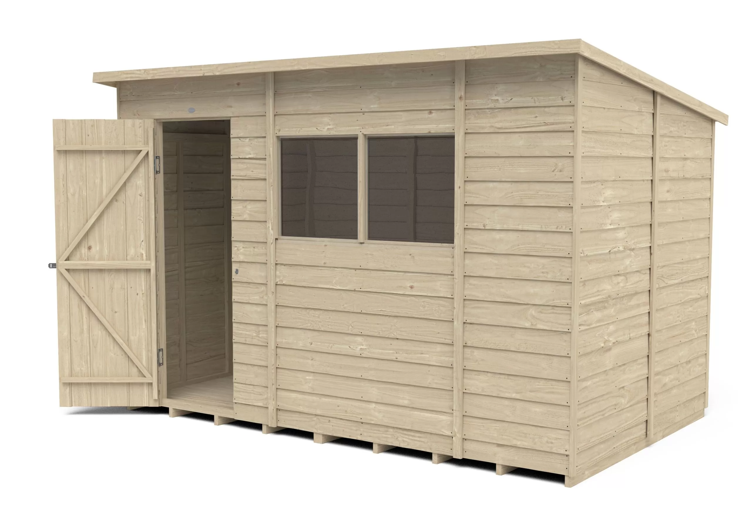 Forest Garden 10x6 Ft Pent Overlap Wooden 2 Windows Shed With Floor 4 Forest Garden 10x6 Ft Pent Overlap Wooden 2 Windows Shed With Floor - Image 4
