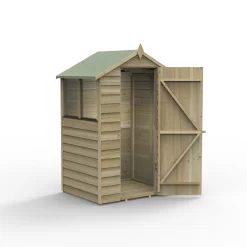 Forest Garden 4x3 Apex Pressure Treated Overlap Wooden Shed With Floor (Base Included)