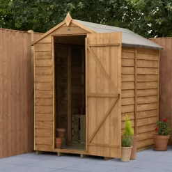 Forest Garden 6x4 Apex Dip Treated Overlap Wooden Shed With Floor (Base Included)