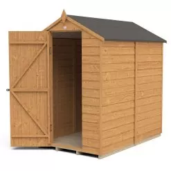 Forest Garden 6x4 Apex Dip Treated Overlap Wooden Shed With Floor (Base Included) - Assembly Service Included -Garden Shop forest garden 6x4 apex dip treated overlap wooden shed with floor base included assembly service included5013053176825 21c bq 1