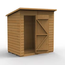 Forest Garden 6x4 Pent Dip Treated Shiplap Wooden Shed With Floor (Base Included) - Assembly Service Included