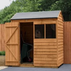 Forest Garden 6x4 Reverse Apex Dip Treated Overlap Wooden Shed With Floor - Assembly Service Included