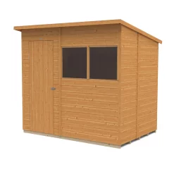 Forest Garden 7x5 Ft Pent Shiplap Wooden 2 Windows Shed With Floor (Base Included) -Garden Shop forest garden 7x5 ft pent shiplap wooden 2 windows shed with floor base included 5013053178942 02c bq 1