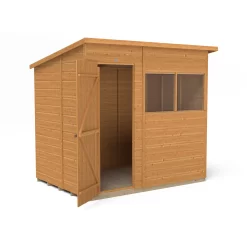 Forest Garden 7x5 Ft Pent Shiplap Wooden 2 Windows Shed With Floor (Base Included) -Garden Shop forest garden 7x5 ft pent shiplap wooden 2 windows shed with floor base included 5013053178942 03c bq 1