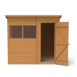 Forest Garden 7x5 Ft Pent Shiplap Wooden 2 Windows Shed With Floor (Base Included) -Garden Shop forest garden 7x5 ft pent shiplap wooden 2 windows shed with floor base included 5013053178942 05c bq 1