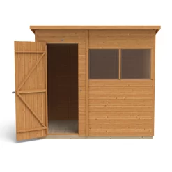 Forest Garden 7x5 Ft Pent Shiplap Wooden 2 Windows Shed With Floor (Base Included) -Garden Shop forest garden 7x5 ft pent shiplap wooden 2 windows shed with floor base included 5013053178942 06c bq 1