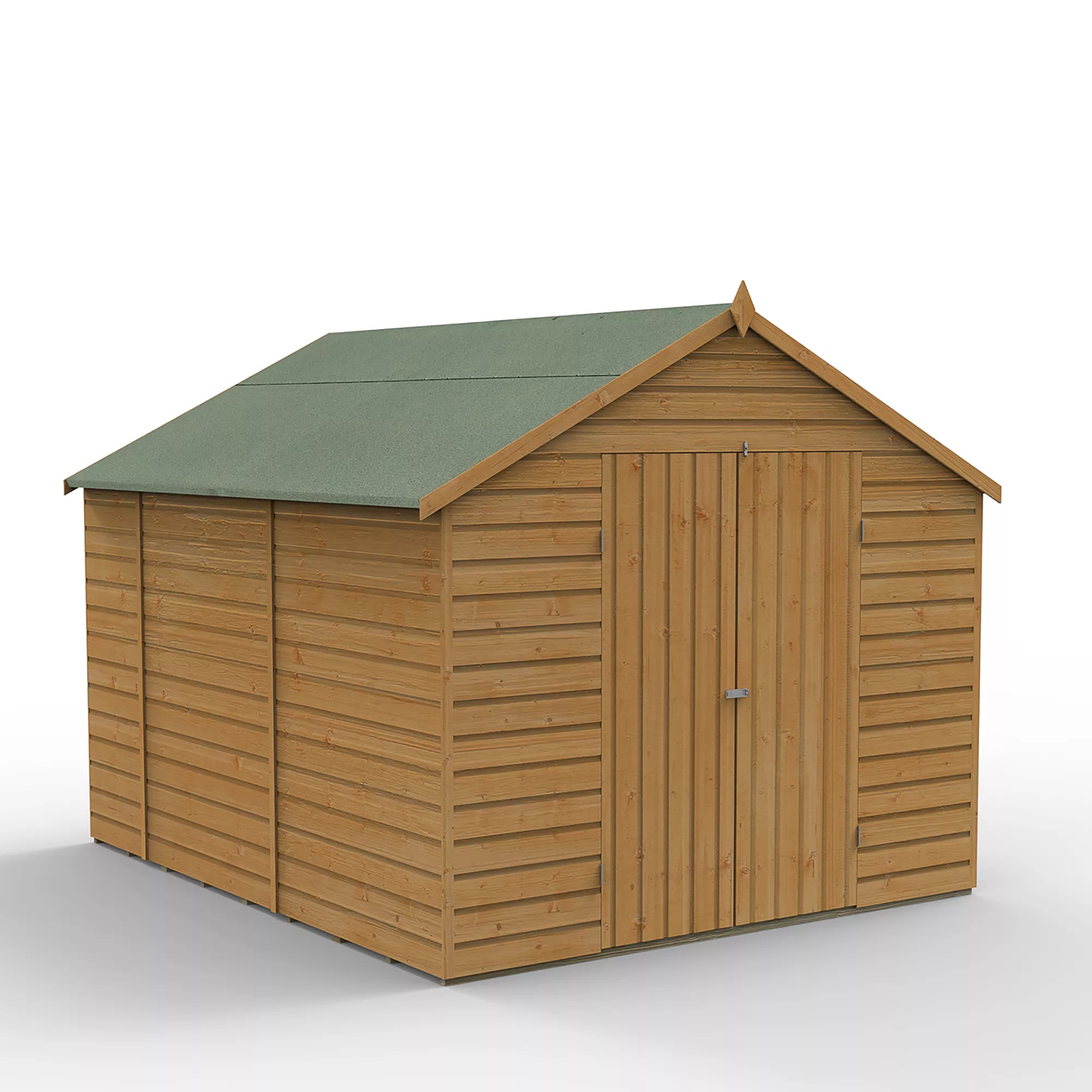Forest Garden 8x10 Apex Dip Treated Shiplap Wooden Shed With Floor (Base Included) 2 Forest Garden 8x10 Apex Dip Treated Shiplap Wooden Shed With Floor (Base Included) - Image 2