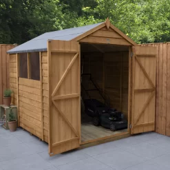 Forest Garden 8x6 Apex Dip Treated Overlap Wooden Shed With Floor - Assembly Service Included