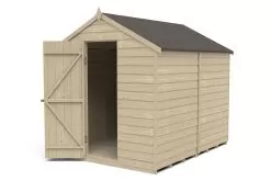Forest Garden 8x6 Apex Pressure Treated Overlap Wooden Shed With Floor (Base Included) -Garden Shop forest garden 8x6 apex pressure treated overlap wooden shed with floor base included 5013053177419 21c bq