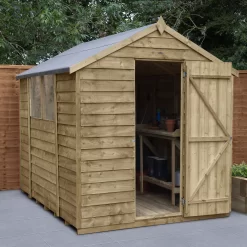 Forest Garden 8x6 Apex Pressure Treated Overlap Wooden Shed With Floor