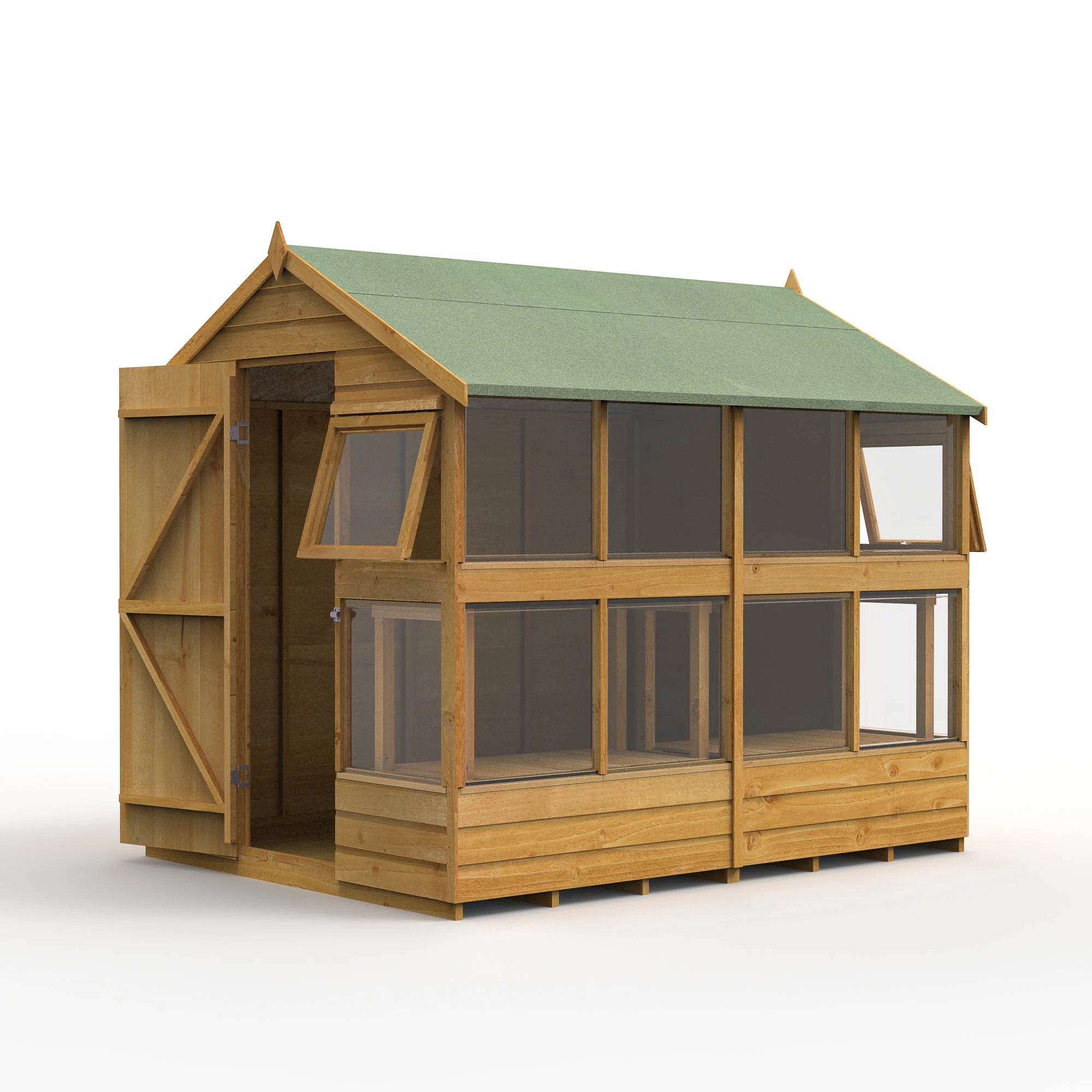 Forest Garden 8x6 Ft Apex Shiplap Wooden 10 Windows Shed With Floor 5 Forest Garden 8x6 Ft Apex Shiplap Wooden 10 Windows Shed With Floor - Image 5