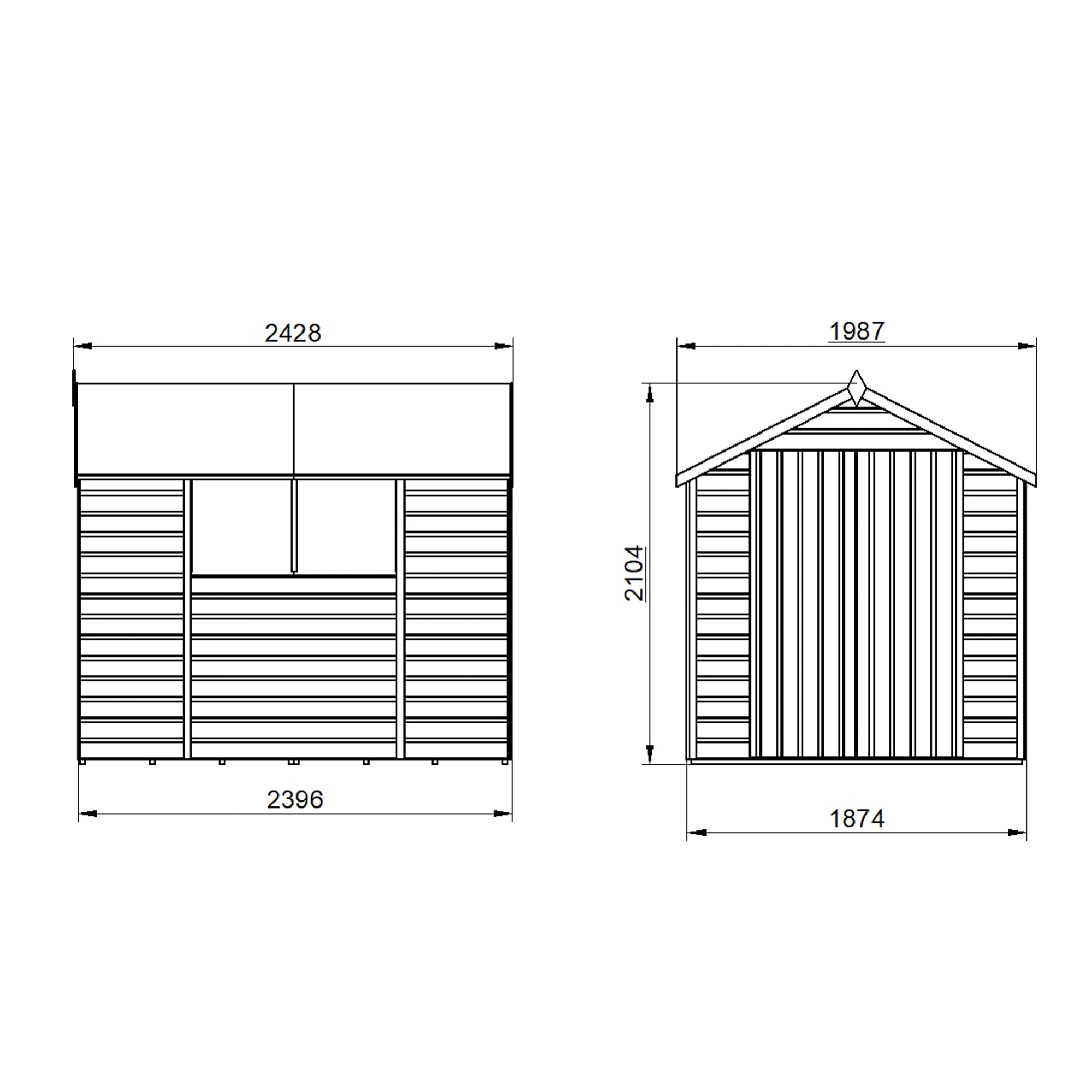 Forest Garden 8x6 Ft Apex Shiplap Wooden 2 Door 2 Windows Shed With Floor (Base Included) 20 Forest Garden 8x6 Ft Apex Shiplap Wooden 2 Door 2 Windows Shed With Floor (Base Included) - Image 20