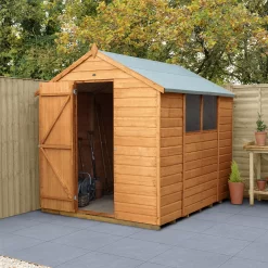 Forest Garden 8x6 Ft Apex Shiplap Wooden 2 Windows Shed With Floor (Base Included) - Assembly Service Included