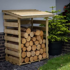 Forest Garden Compact Timber 3x3 Ft Pent Log Store -Garden Shop forest garden compact timber 3x3 ft pent log store5013053189900 04i